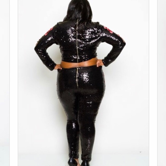 Miss Diva Plus Size Sequin Pants Set - Picture 2 of 4